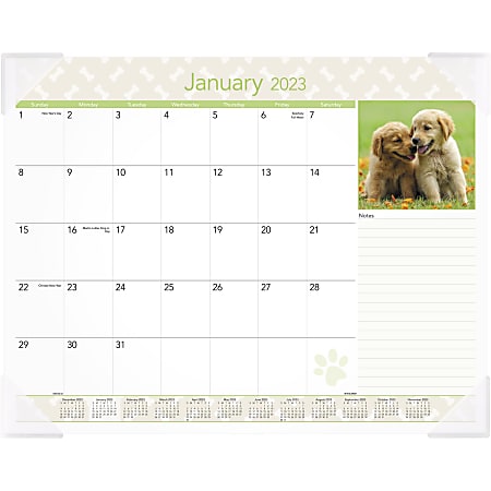 AT-A-GLANCE 2023 RY Puppies Desk Pad, Large, 21 3/4" x 17"