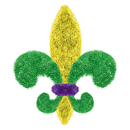 Amscan Mardi Gras Fleur de Lis Tinsels, 7-3/4" x 5-1/2", Multicolor, Pack Of 5 Tinsels