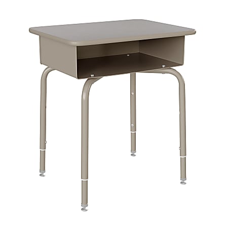 Flash Furniture Student Desk with Open Front Metal Book Box, Gray Granite Top/Silver Frame
