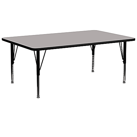 Flash Furniture 72''W Rectangular HP Laminate Activity Table With Short Height-Adjustable Legs, Gray