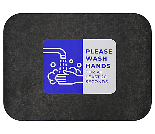M + A Matting Sure Stride Impressions Mats, Please Wash Hands, 17" x 23-1/2", Smoke, Pack Of 6 Mats