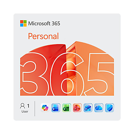 Microsoft 365 Personal, For 1 Device, 1-Year Subscription, PC/Mac, Download/Product Key