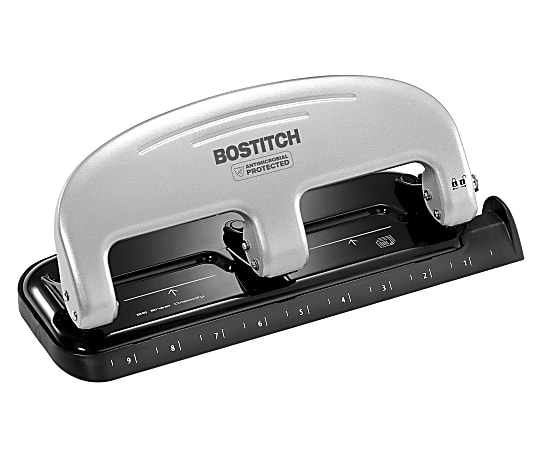 Bostitch® EZ Squeeze 3-Hole Punch, Silver