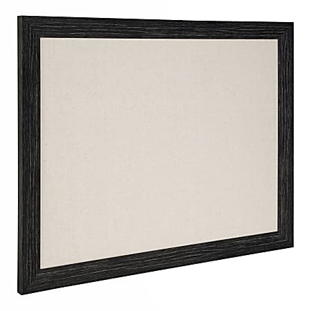 DesignOvations Beatrice Non-Magnetic Framed Linen Fabric Pinboard, 23” x 29", Beige, Black Plastic Frame