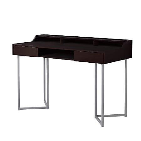 Monarch Specialties Computer Desk With Shelves, Cappuccino/Silver