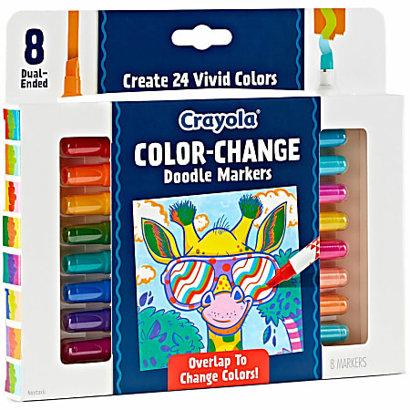 Crayola Doodle Draw Dual Ended Doodle Markers Brush TipChisel Tip White  Barrel Assorted Ink Colors Pack Of 12 Markers - Office Depot