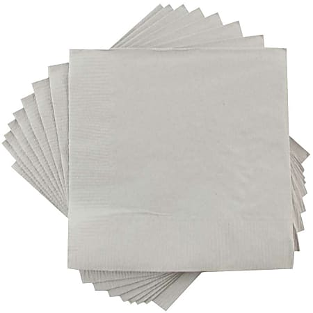 JAM PAPER Small Beverage Napkins - 5 x 5 - Silver - 40/Pack