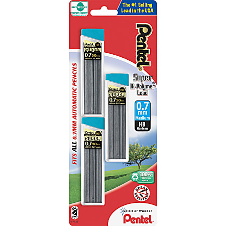 Pentel Hi-Polymer Super 0.7mm HB replacement leads for mechanical pencils 