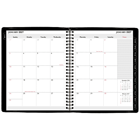 Office Depot Brand Weekly Monthly Planner 7 x 9 Black January 2027 to ...