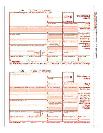 ComplyRight 1099-MISC Inkjet/Laser Tax Forms, Copy A, 8 1/2" x 11", Pack Of 50 Forms