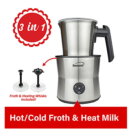 Brentwood Cordless Electric Milk Frother Silver - Office Depot