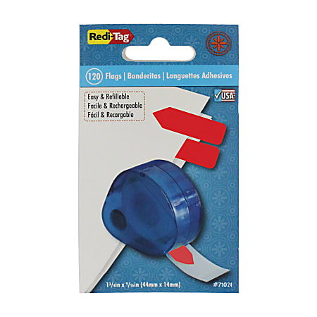 Redi-Tag Arrow Page Flags Dispenser - 120 - 0.56" x 1.88" - Arrow - Red - Self-adhesive, Repositionable, Writable - 120 / Pack