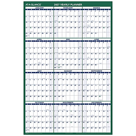 AT-A-GLANCE® 2027 Vertical Reversible Erasable Yearly Wall Calendar, Extra Large, 32" x 48"