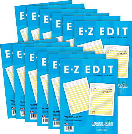Barker Creek® E-Z Edit Paper Set, Grades 1-College, 50 Sheets, Pack Of 12