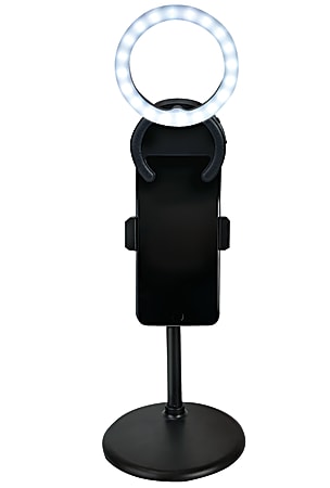 GNBI Ring Light With Metal Disc Stand, 12”H, 2W, Black