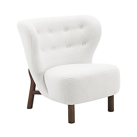 Eurostyle Beatrice Fabric Lounge Guest Chair, White/Walnut