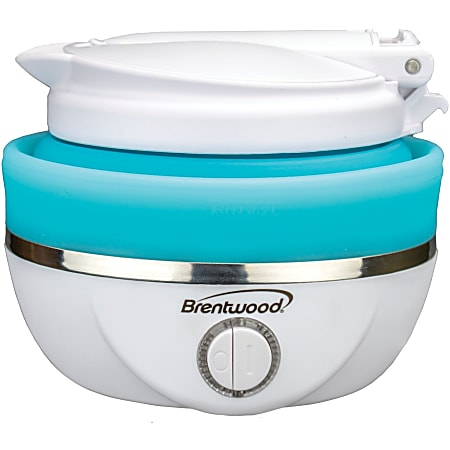 Brentwood KT-1508BL Dual-Voltage 0.8 L Stainless-Steel Collapsible Travel Kettle, Blue