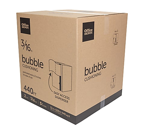 Office Depot® Brand Small Bubble Cushioning, 3/16" Thick, Clear, 12" x 220', Box Of 2 Rolls
