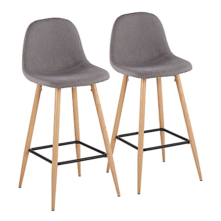 LumiSource Pebble Bar Stools, Charcoal/Natural, Set Of 2 Stools