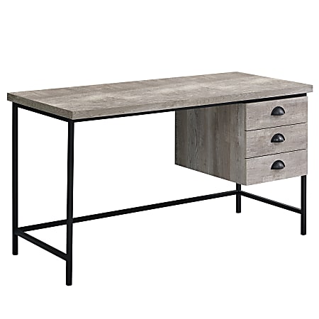 Monarch Specialties Pollard 56"W 3-Drawer Computer Desk, Taupe Wood/Black