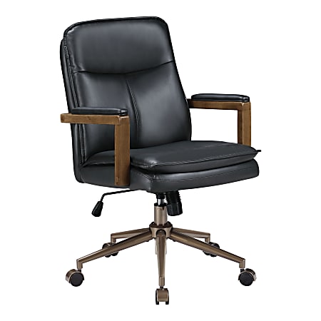 Office Star Woodlands Faux Leather High-Back Executive Office Chair, Black