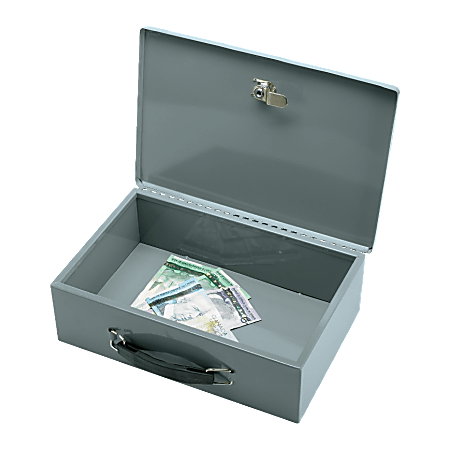 Sparco All-Steel Key Lock Fire-Retardant Cash Box, 12 3/4" x 8 1/4" x 3 3/4", Gray