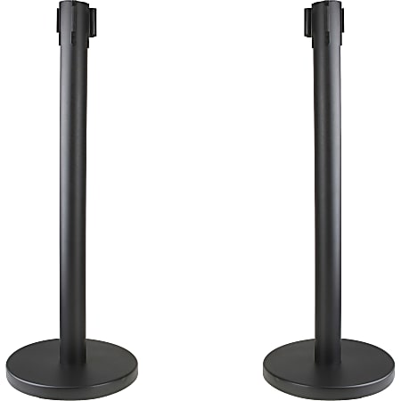 Genuine Joe Crowd-Control Posts With Web Tape, 34", Black, Pack Of 2 Posts