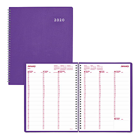 Brownline® Duraflex Weekly Planner, 11" x 8-1/2", Purple, January 2020 to December 2020