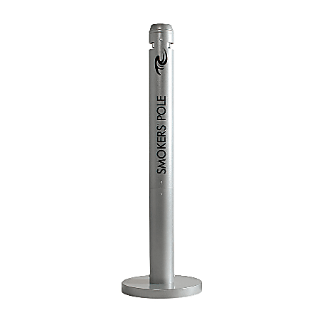 United Receptacle Freestanding Smoker's Pole, 41" x 14 1/4" x 14 1/4", Silver