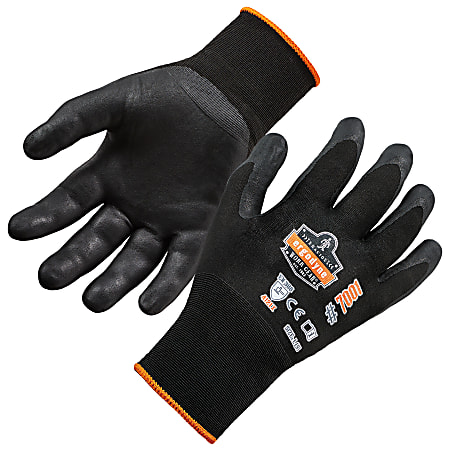 Ergodyne ProFlex 7001 Nitrile-Coated Nylon Gloves, Extra Small, Black