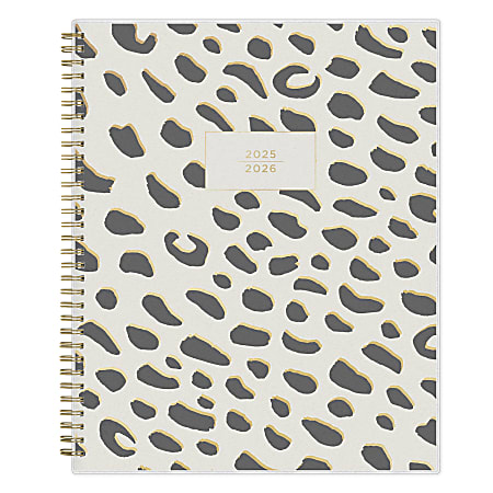 2025-2026 Blue Sky Weekly/Monthly Academic Planner, 8-1/2" x 11", Leopard Black Frosted, July 2025 To June 2026, 149046