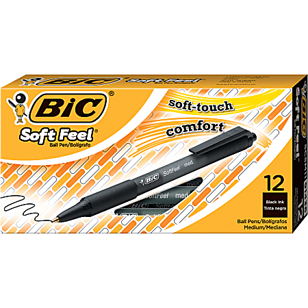 BIC Soft Feel Retractable Ballpoint Pens, Medium Point,