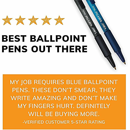 BIC Soft Feel Retractable Ballpoint Pens Medium Point mm Blue