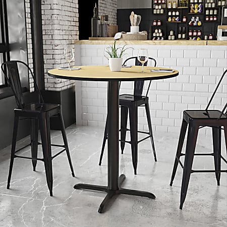 Flash Furniture Round Bar-Height Table, 43-3/16"H x 42"W x 42"D, Natural