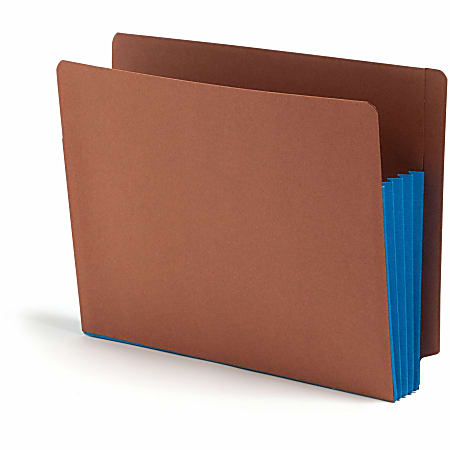Smead® Extra-Wide Expansion End-Tab File Pockets, 12"W Body, Letter Size, 30% Recycled, Blue, Box Of 10