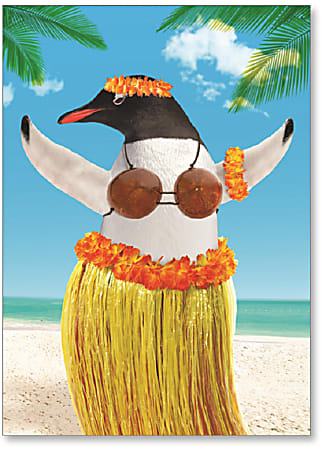Viabella Fun Birthday Greeting Card With Envelope, Dancing Penguin, 5" x 7"
