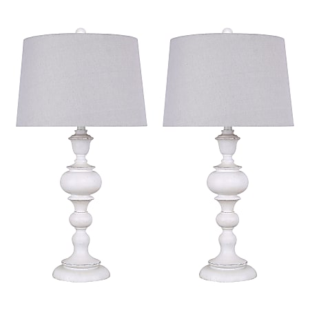 LumiSource Morocco Contemporary Buffet Table Lamps 30 H Soft Gray ShadeDistressed Gray Off White Base Set Of 2 Lamps Office Depot