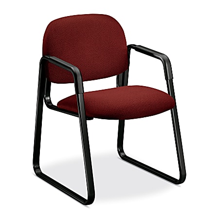 HON® Solutions Seating 4008 Ergonomic Sled-Base Guest Chair, 32 1/2"H x 23 1/2"W x 25 1/2"D, Black Frame, Burgundy Fabric