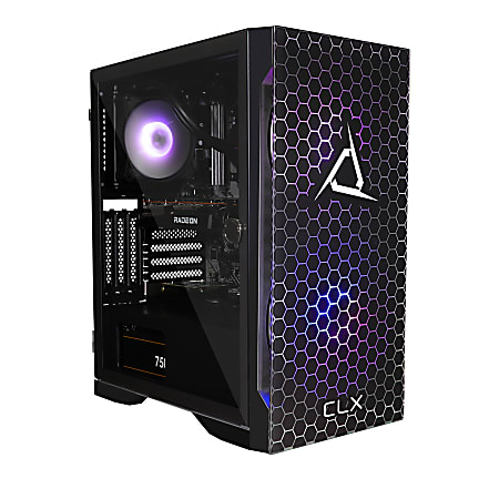 CLX SET TGMSETRXH1675BM Liquid-Cooled Gaming Desktop PC, AMD Ryzen 7, 16GB Memory, 3TB Hard Drive/500GB Solid State Drive, Windows® 10 Home
