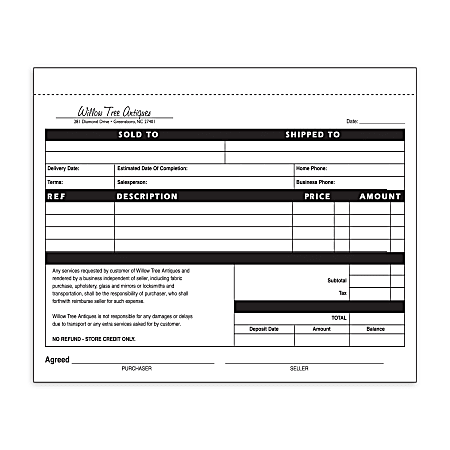 Custom Carbonless Business Forms, Create Your Own, Black or Blue Ink, 8 1/2” x 7”, 3-Part, Box Of 250