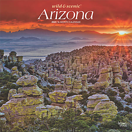 2025 BrownTrout Arizona Wild & Scenic Monthly Plastic-Free Square Wall Calendar, 12" x 12", American States, January to December 2025, 9781975474461
