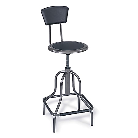 Safco® Diesel Bonded Leather High-Base Stool With Back, Pewter