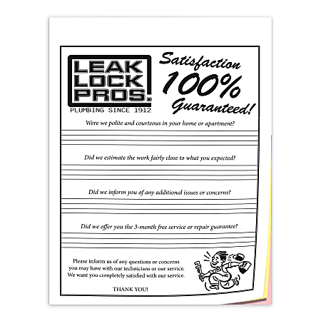 Custom Carbonless Business Forms, Create Your Own, Black or Blue Ink, 3-Part, 8 1/2” x 11”, Box Of 250