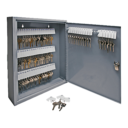 Sparco 80-Key Locking Hook-Style All-Steel Key Cabinet, 17 1/8" x 14" x 3", Gray