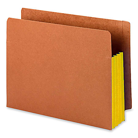 Smead® Redrope End-Tab File Pockets With Gussets, Letter Size, 3 1/2" Expansion, 30% Recycled, Yellow Gusset, Box Of 10