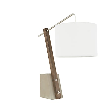 LumiSource Robyn Table Lamp, 22"H, White Shade/Neutral And Brown Base
