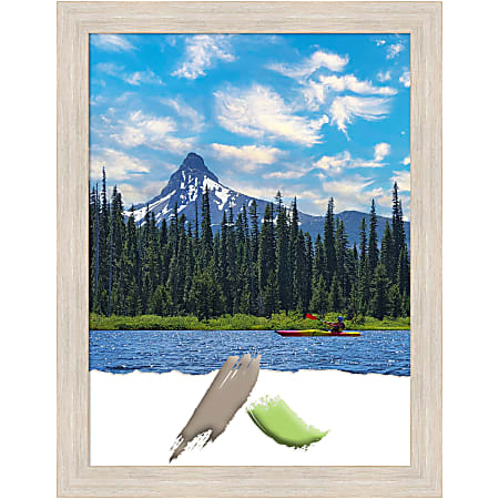 Amanti Art Hardwood Whitewash Picture Frame, 21" x 27", Matted For 18" x 24"