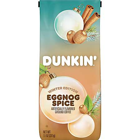 Dunkin' Donuts Eggnog Spice Ground Coffee, Medium Roast, 11 Oz Bag