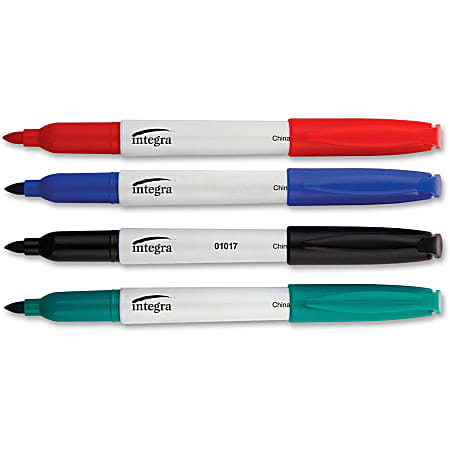 Integra Bullet Tip Dry-Erase Whiteboard Markers, Assorted Barrel, Assorted Ink, Pack Of 4 Markers