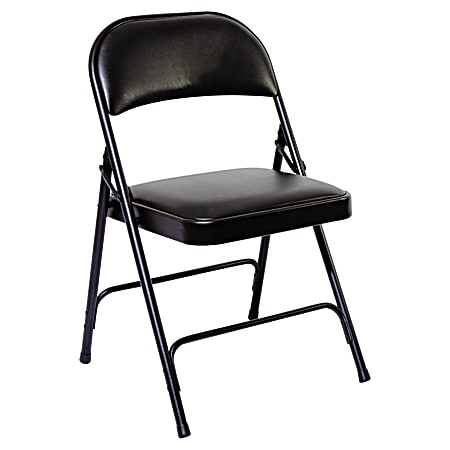 Alera Padded Steel Folding Chairs, Graphite, Set Of 4 Chairs
